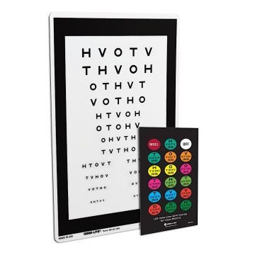 white chart; black border; with black letters and remote