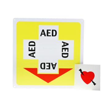 Front view of Directional AED Sign