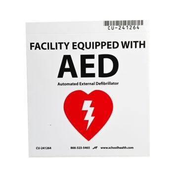 School Health AED Facility Sticker, 5"x5"