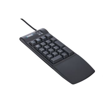 front view of the freestyle2 numeric keypad for pc in black. the freestyle2 numeric keypad is perfect for tenkeyless keyboards, laptops, and narrow keyboards like the kinesis freestyle2
