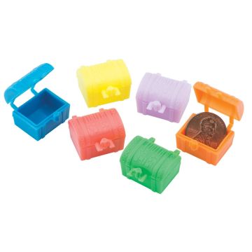 Front view of open and closed Tooth Saver Treasure Chests 