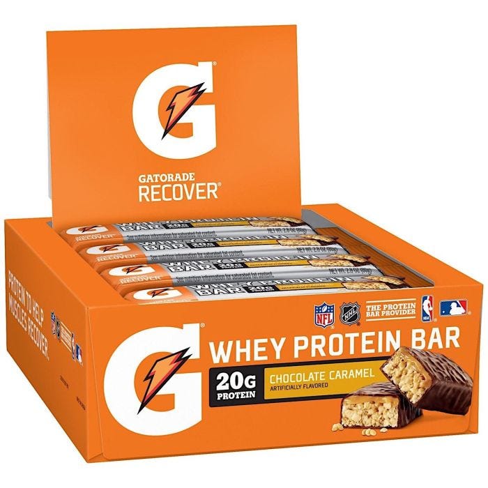  Gatorade Whey Protein Bar, Chocolate Caramel, 12/cs, gatorade protein bars ,gatorade bars, whey protein bars