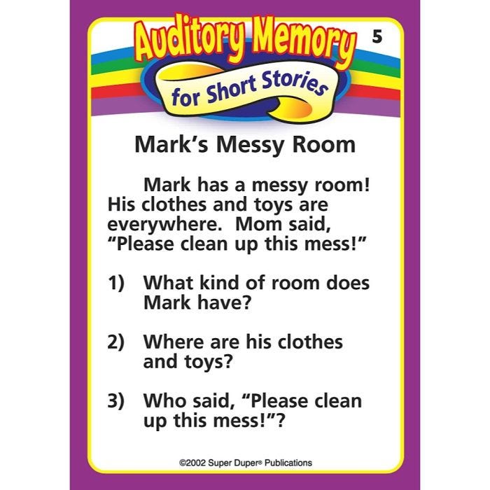 Auditory Memory For Short Stories Fun Deck