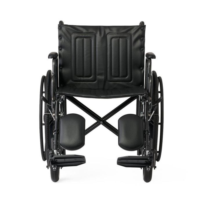 Front view of Black Guardian 24” Extra Wide Wheelchair Front view of Black Guardian 24” Extra Wide Wheelchair