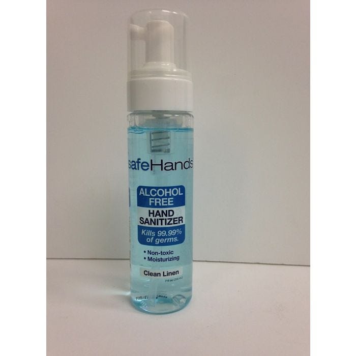 Front view of 7 oz. bottle of Clean Scent safeHands Alcohol Free Foam Hand Sanitizer