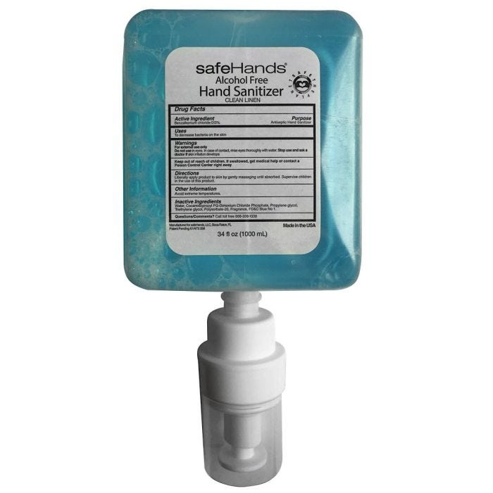 safeHands Alcohol Free Foam Hand Sanitizer - 1000 ml, Clean Linen