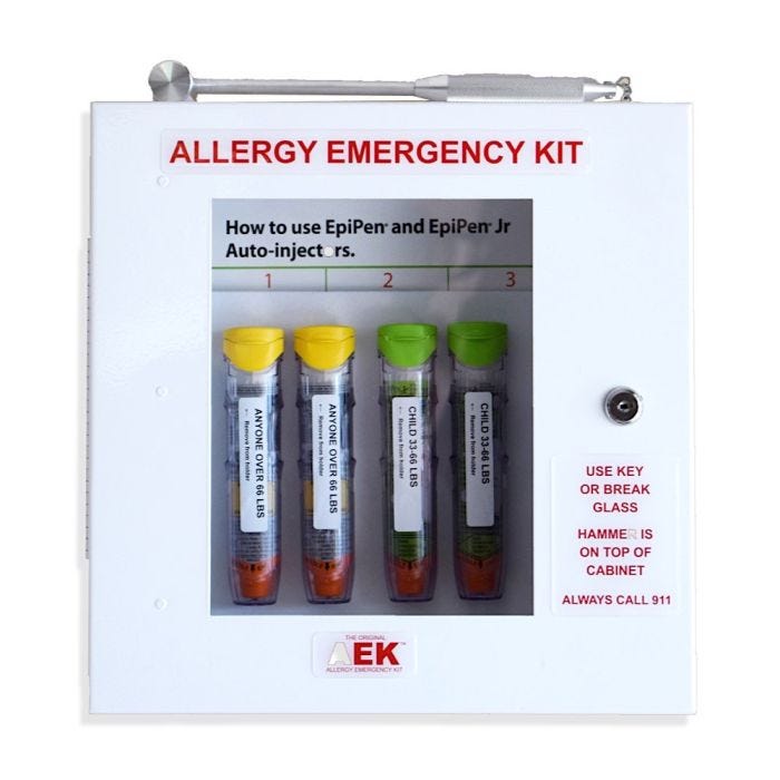 Allergy Emergency Kit with Lock and Emergency Access Hammer Cabinet Allergy Emergency Kit with Lock and Emergency Access Hammer Cabinet