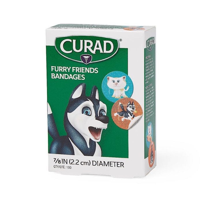 Curad Adhesive Bandages, Furry Friends, 100/box Curad Adhesive Bandages, Furry Friends, 100/box