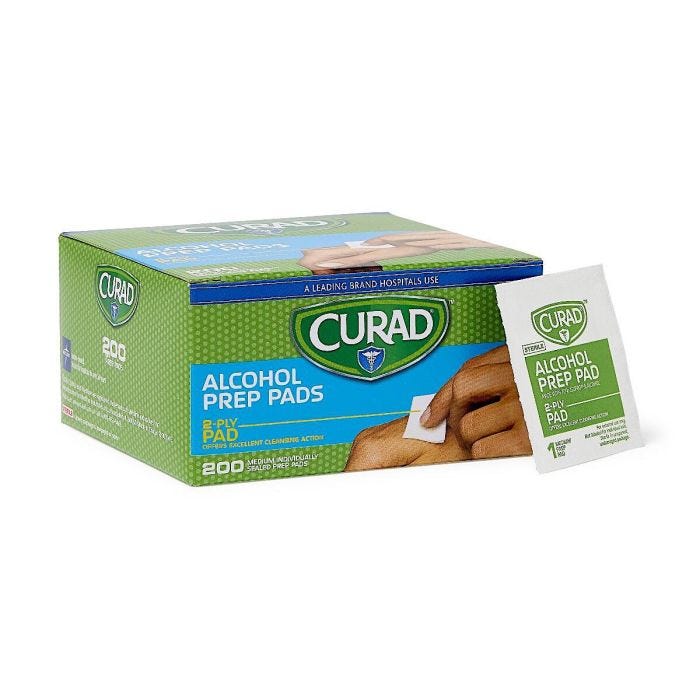 Front view of box of 200 Curad Sterile Alcohol Prep Pads Front view of box of 200 Curad Sterile Alcohol Prep Pads