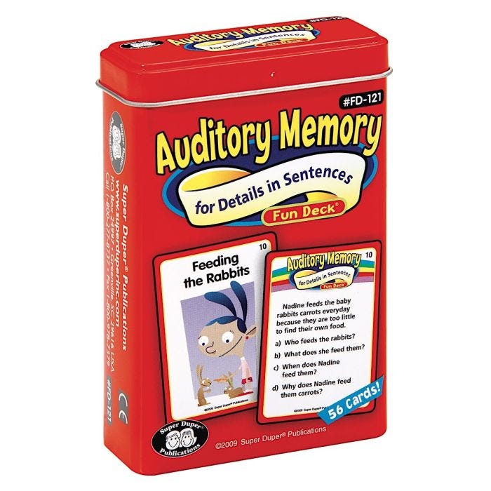 Auditory Memory for Details in Sentences Fun Deck Auditory Memory for Details in Sentences Fun Deck