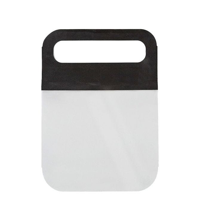 the elastishield economy face shield with black latex- free elastomer headband and disposable clear face shield the elastishield economy face shield with black latex- free elastomer headband and disposable clear face shield