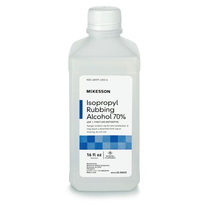 Front view of 16 oz. bottle of Antiseptic Isopropyl Alcohol 70% Front view of 16 oz. bottle of Antiseptic Isopropyl Alcohol 70%