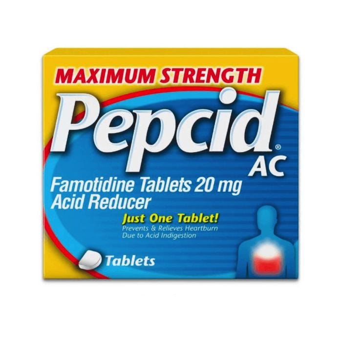 Max Strength PEPSID AC Tablet 50x1 Dispenser
Max Strength PEPSID AC Tablet 50x1 Dispenser