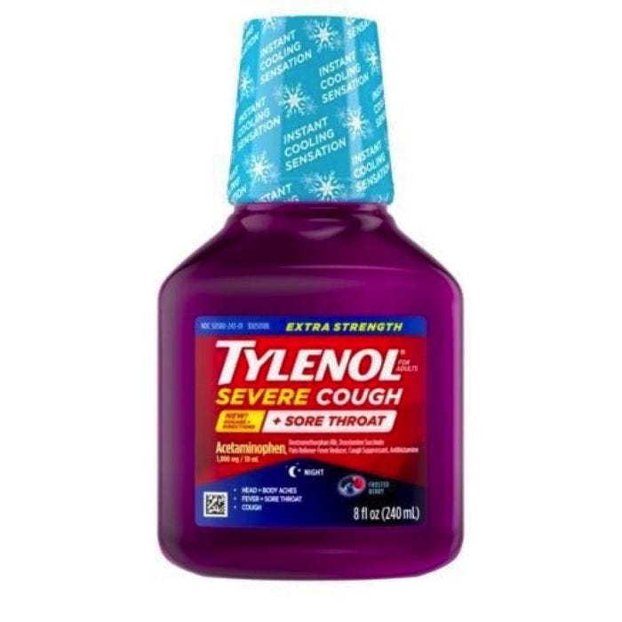 Tylenol Extra Strength Severe Cough + Sore Throat Night Liquid, 8 Fl. Oz
Tylenol Extra Strength Severe Cough + Sore Throat Night Liquid, 8 Fl. Oz