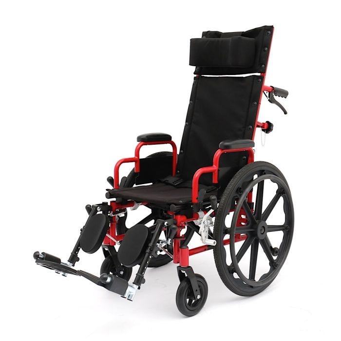 Ziggo Reclining Wheelchair 14" Red Ziggo Reclining Wheelchair 14" Red