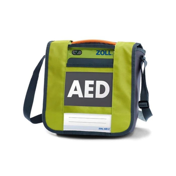 Zoll AED 3 soft Carry case holding Zoll AED 3 with shoulder strap located towards top of the case ( AED not included) Zoll AED 3 soft Carry case holding Zoll AED 3 with shoulder strap located towards top of the case ( AED not included)