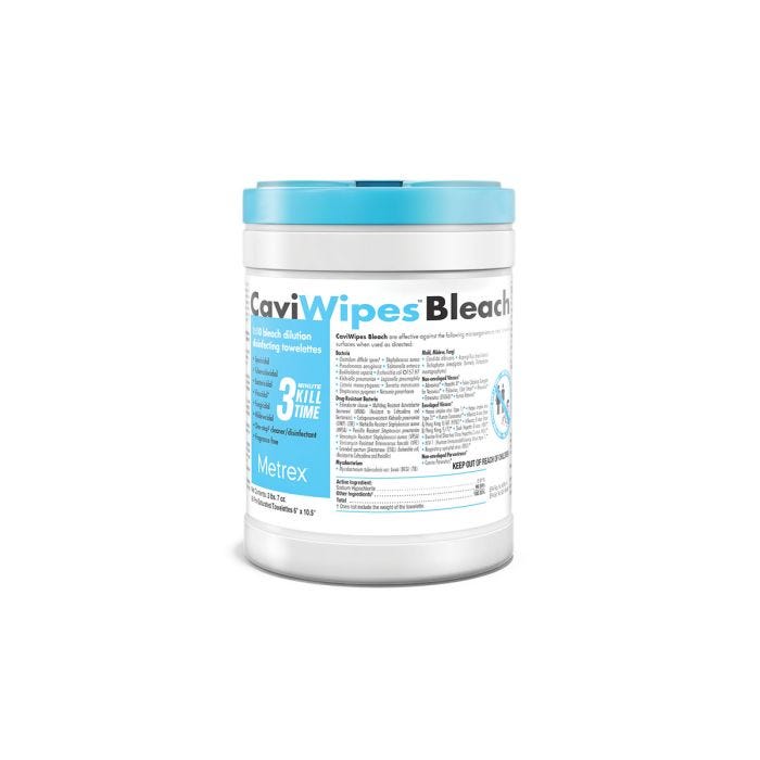 6 inch by 10.5 inch canister of bleach dilution disinfecting towelettes caviwipes; 90 wipes 6 inch by 10.5 inch canister of bleach dilution disinfecting towelettes caviwipes; 90 wipes