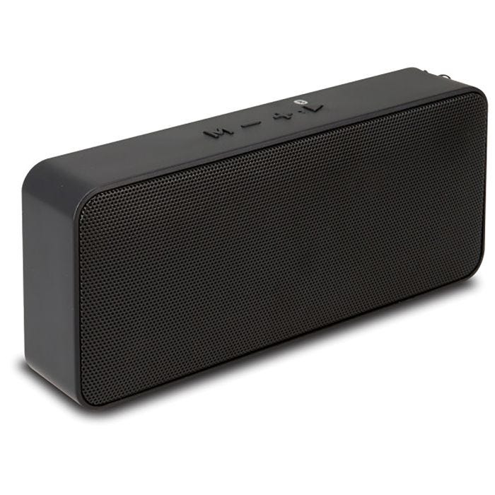 side view of the ilive portable wireless speaker in black side view of the ilive portable wireless speaker in black