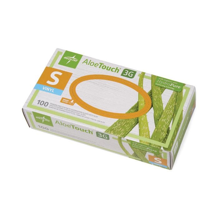 aloetouch 3g powder-free synthetic vinyl exam 6mil gloves;size small;100 in box aloetouch 3g powder-free synthetic vinyl exam 6mil gloves;size small;100 in box