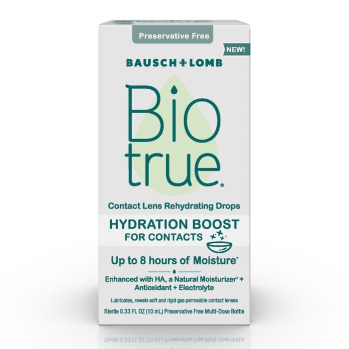Front view of box of 0.33 fl oz (10mL) Biotrue® Hydration Boost Contact Lens Rehydrating Drops 