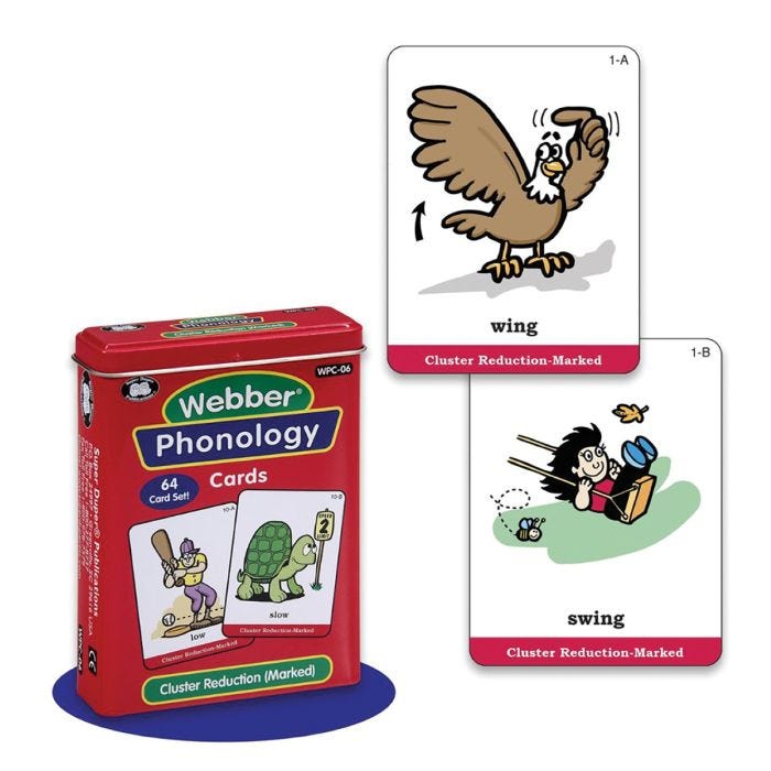 weber phonology cluster reduction marked 64 cards set featuring 2 cards of a wing of a chicken and character swinging on a swing weber phonology cluster reduction marked 64 cards set featuring 2 cards of a wing of a chicken and character swinging on a swing