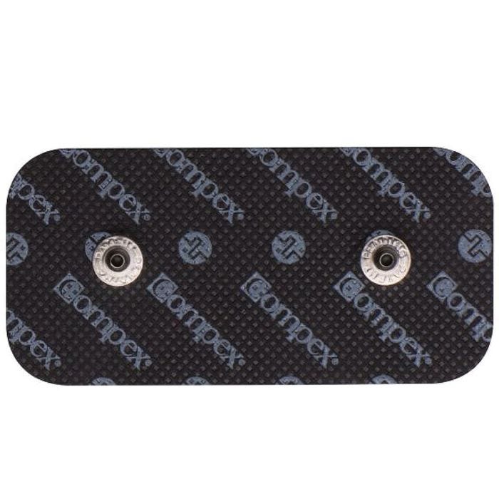 front view of black compex electrodes 2x4 in a 1 pack