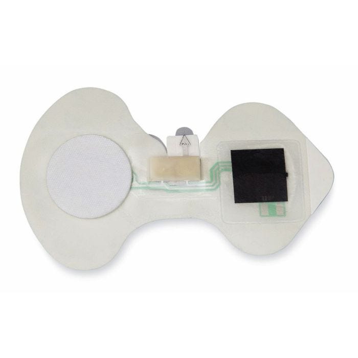 Back of the white patch with self contained SmartPower system attached. Back of the white patch with self contained SmartPower system attached.