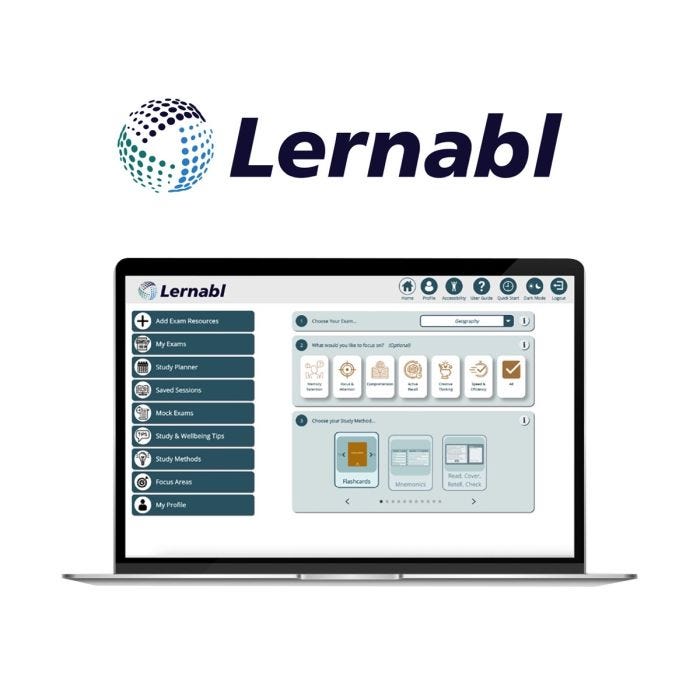 Screen display showing home page of lernabl Screen display showing home page of lernabl
