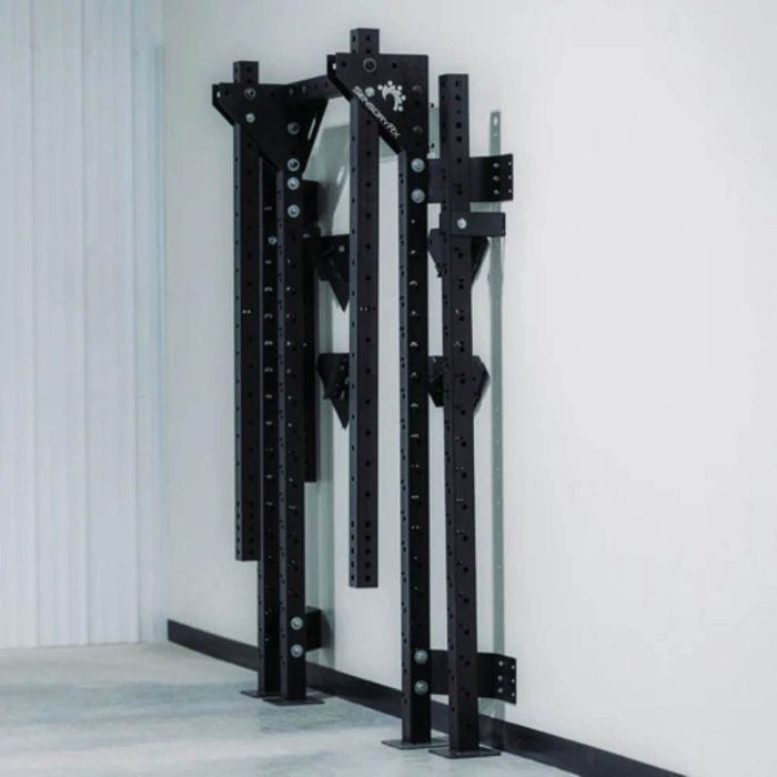 The black colored durable steel system stacked near to wall. The black colored durable steel system stacked near to wall.
