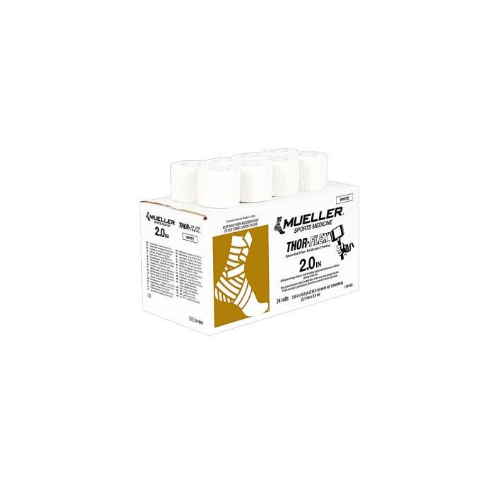 SKU#1048283 Mueller Thor Flex Cohesive tape 2”x 6 yards; White; 24Rolls in a Case SKU#1048283 Mueller Thor Flex Cohesive tape 2”x 6 yards; White; 24Rolls in a Case