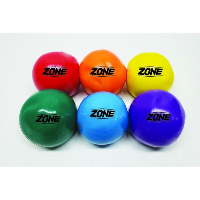 Top view of 6 assorted colors (Red, Orange, Yellow, Green, Blue, Purple) of The Zone™ Pellet Balls Top view of 6 assorted colors (Red, Orange, Yellow, Green, Blue, Purple) of The Zone™ Pellet Balls