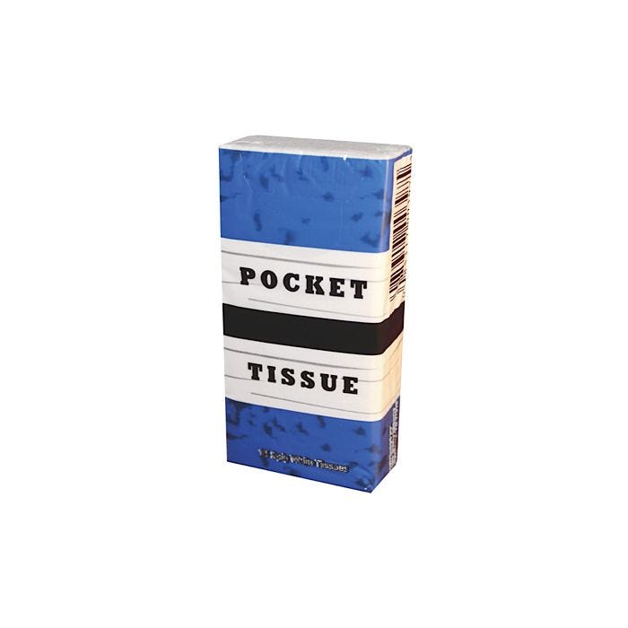 Front view of Pack of 10 Pocket Tissues from a 15 Count Pack Front view of Pack of 10 Pocket Tissues from a 15 Count Pack