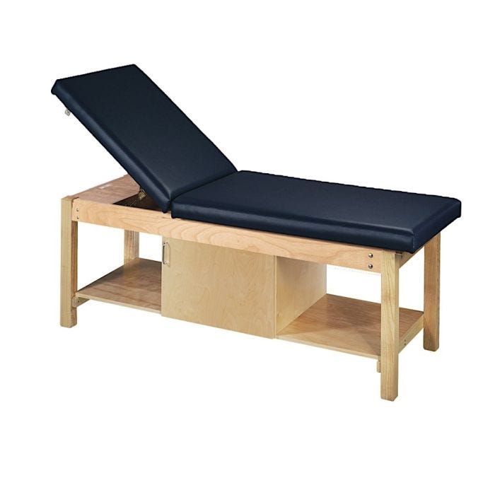 S Deluxe Treatment Table with Enclosed Central Cabinet, Two Shelves and Backrest S Deluxe Treatment Table with Enclosed Central Cabinet, Two Shelves and Backrest