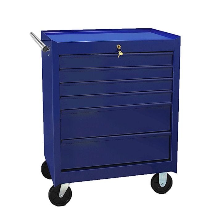6 Drawer Value Key Lock Cart - Blue 6 Drawer Value Key Lock Cart - Blue