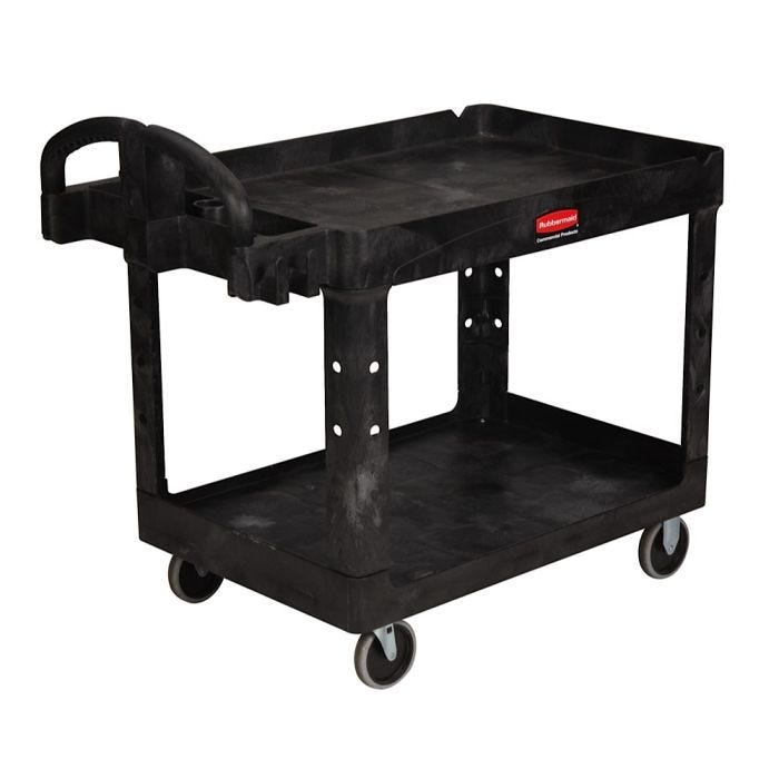 Rubbermaid Heavy Duty Utility Cart with Tray Top, Black Rubbermaid Heavy Duty Utility Cart with Tray Top, Black