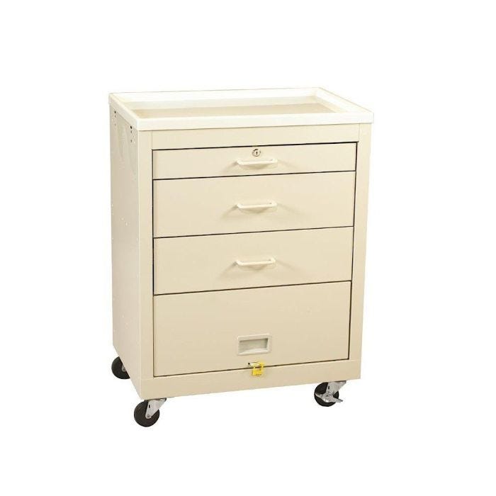 3-Drawer Cart with Top Drawer Key Lock, Beige 3-Drawer Cart with Top Drawer Key Lock, Beige
