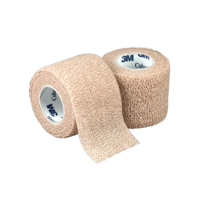 Front View of Solventum Coban™ Self-Adherent Wrap 2” x 5 yds, Natural.