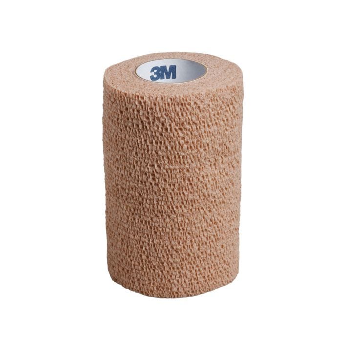 Front View of Solventum Coban™ Self-Adherent Wrap 4” x 5 yds Natural.