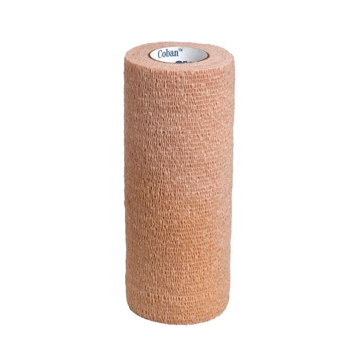 Front View of Solventum Coban™ Self-Adherent Wrap 6”x 5yds , Natural.