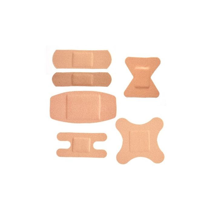 Front view of various sizes of Flexible Fabric School Health Adhesive Bandages Front view of various sizes of Flexible Fabric School Health Adhesive Bandages