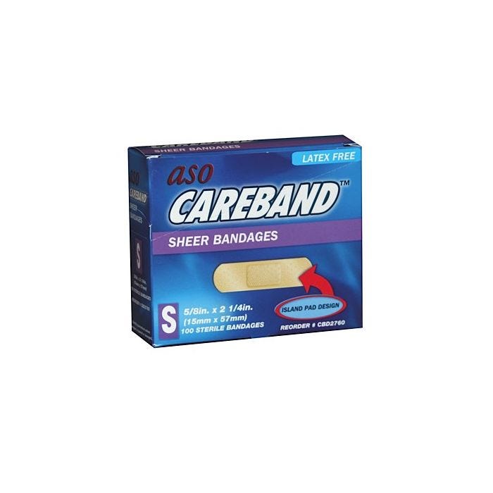 Front view of box of 100 Kid-Size Sheer 5/8" x 2-1/4" Adhesive Bandages Front view of box of 100 Kid-Size Sheer 5/8" x 2-1/4" Adhesive Bandages