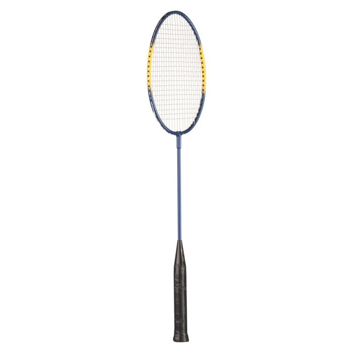 A Titan Racquet featuring vibrant yellow and blue colorway with a black handle. Showcasing its unique design and color combination. A Titan Racquet featuring vibrant yellow and blue colorway with a black handle. Showcasing its unique design and color combination.