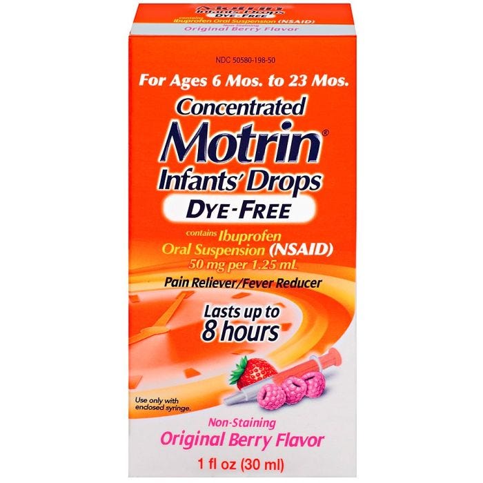 Motrin Infant Ibuprofen Oral Suspension , Berry - 1 oz. Motrin Infant Ibuprofen Oral Suspension , Berry - 1 oz.