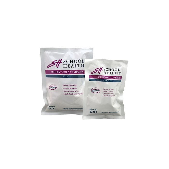 Front view of 6" x 8" and 5" x 7" School Health Instant Cold Packs Front view of 6" x 8" and 5" x 7" School Health Instant Cold Packs