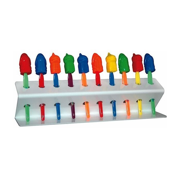 Gray Toothbrush Holder with 10 toothbrushes and covers per set
