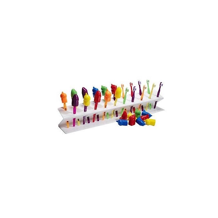 White Toothbrush Holder with 20 toothbrushes and covers per set