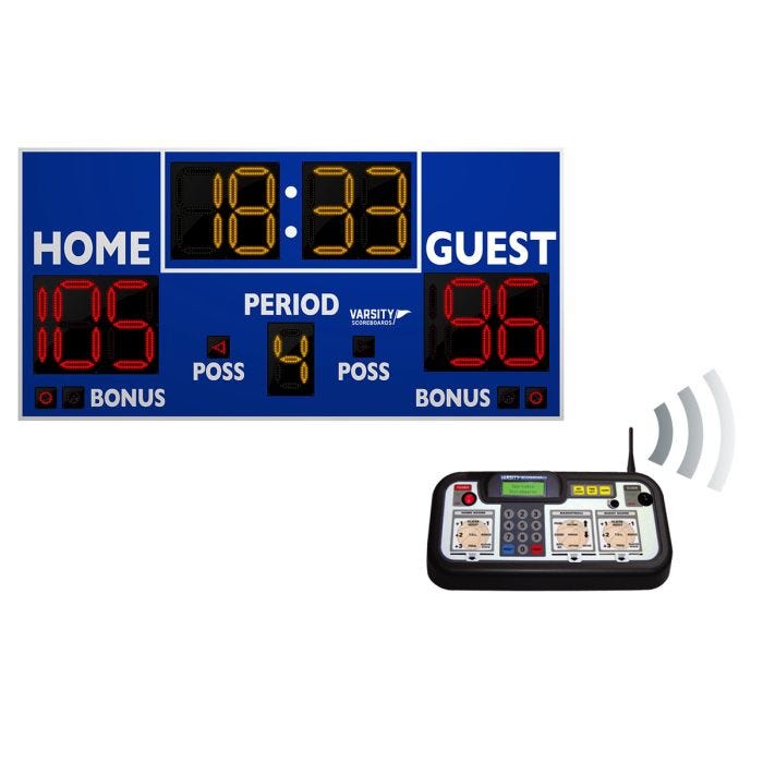 Varsity Basketball/Multisport 4' x 8' Scoreboard w/ Wireless Remote Varsity Basketball/Multisport 4' x 8' Scoreboard w/ Wireless Remote