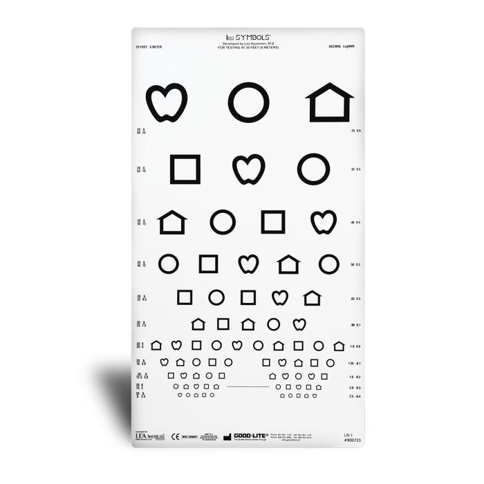 Front view of 20 Ft. Proportional Spaced LEA SYMBOLS® Chart Front view of 20 Ft. Proportional Spaced LEA SYMBOLS® Chart