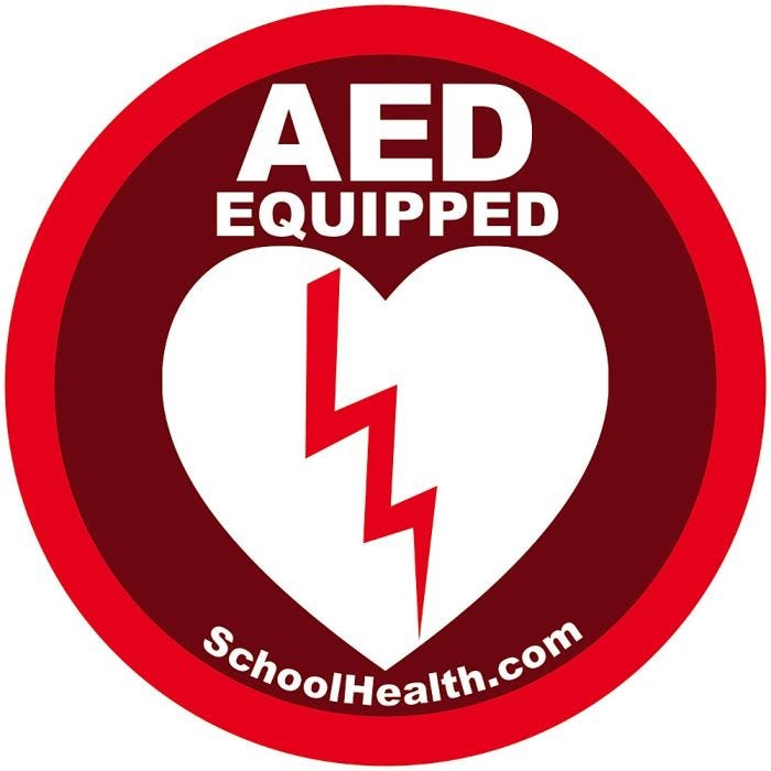 Front view of School Health AED Decal Front view of School Health AED Decal