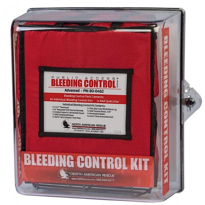 North American Rescue Public Access Bleeding Control Station, 8-Pack Nylon Bags - Advanced North American Rescue Public Access Bleeding Control Station, 8-Pack Nylon Bags - Advanced